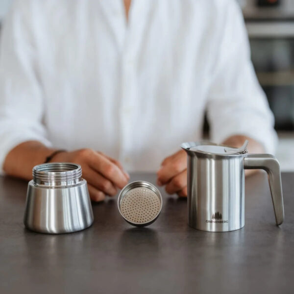Italian stainless steel espresso coffee maker - 6 cups