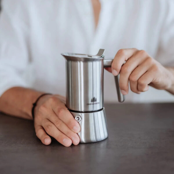 Italian stainless steel espresso coffee maker - 6 cups