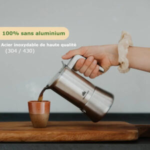 Italian stainless steel espresso coffee maker - 6 cups